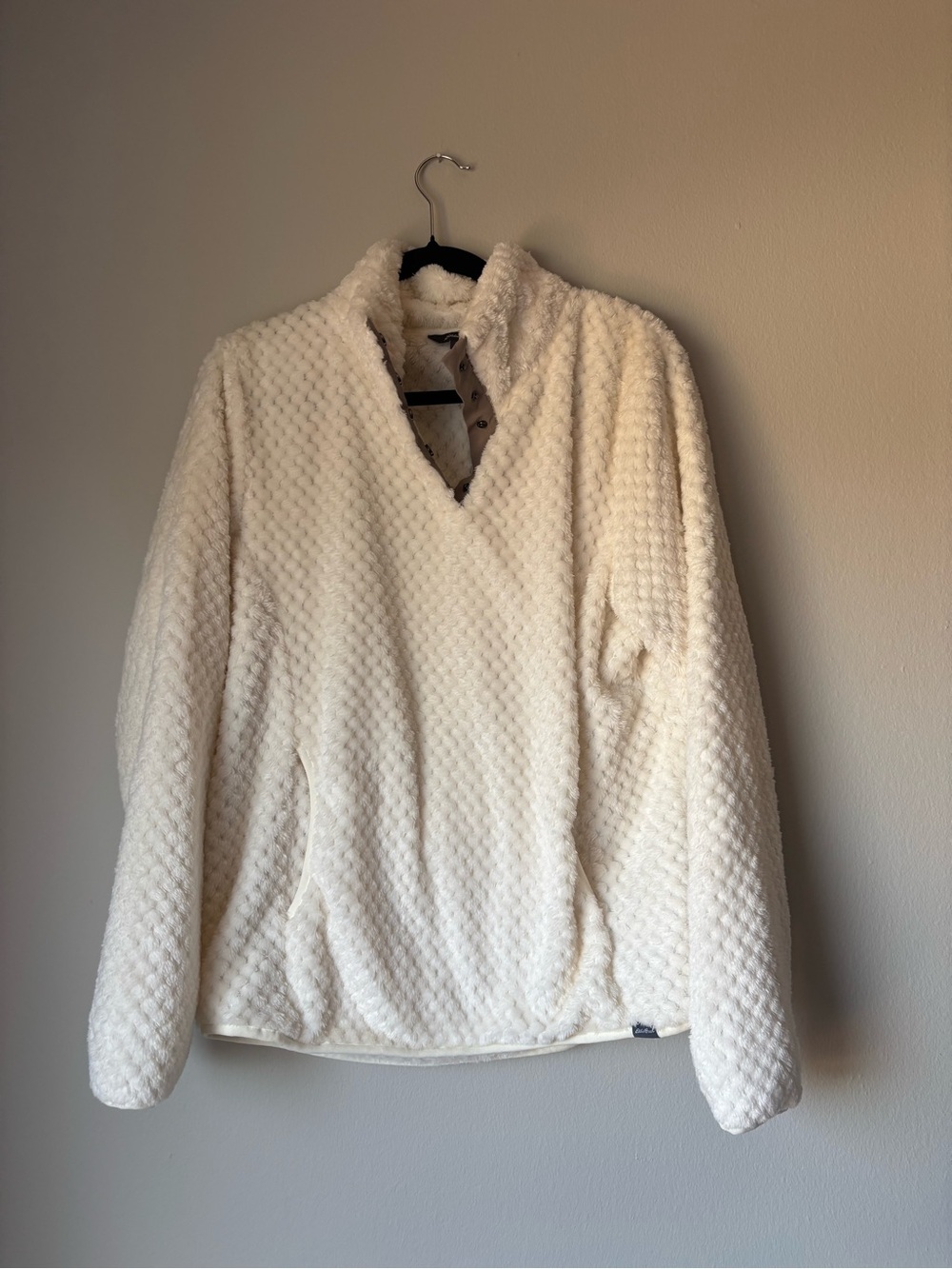Eddie Bauer Cream Plush Fleece Snap Pullover